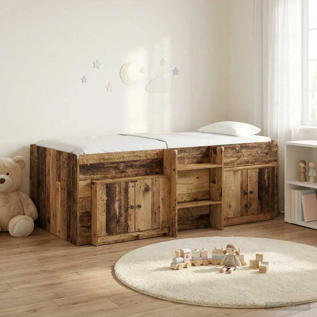 Cadre de lit en loft avec armoire avec porte 3 pc Bois ancien - XIOS