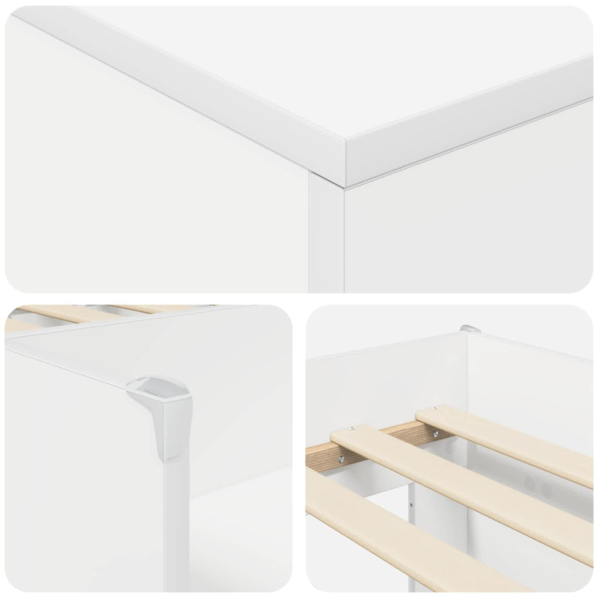Cadre de lit en loft avec armoire 3 pc Blanc Bois d'ingénierie - XIOS