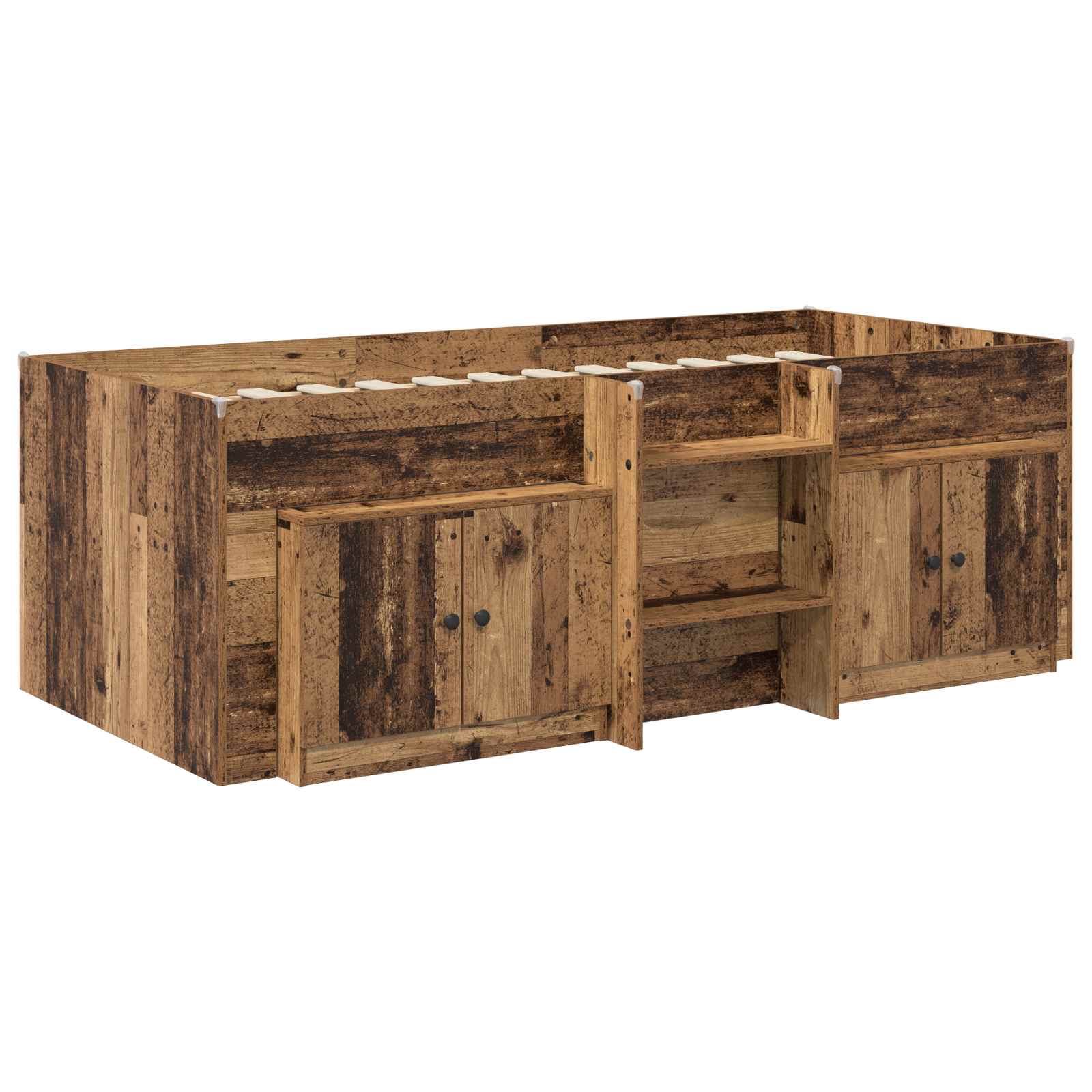Cadre de lit en loft avec armoire avec porte 3 pc Bois ancien - XIOS