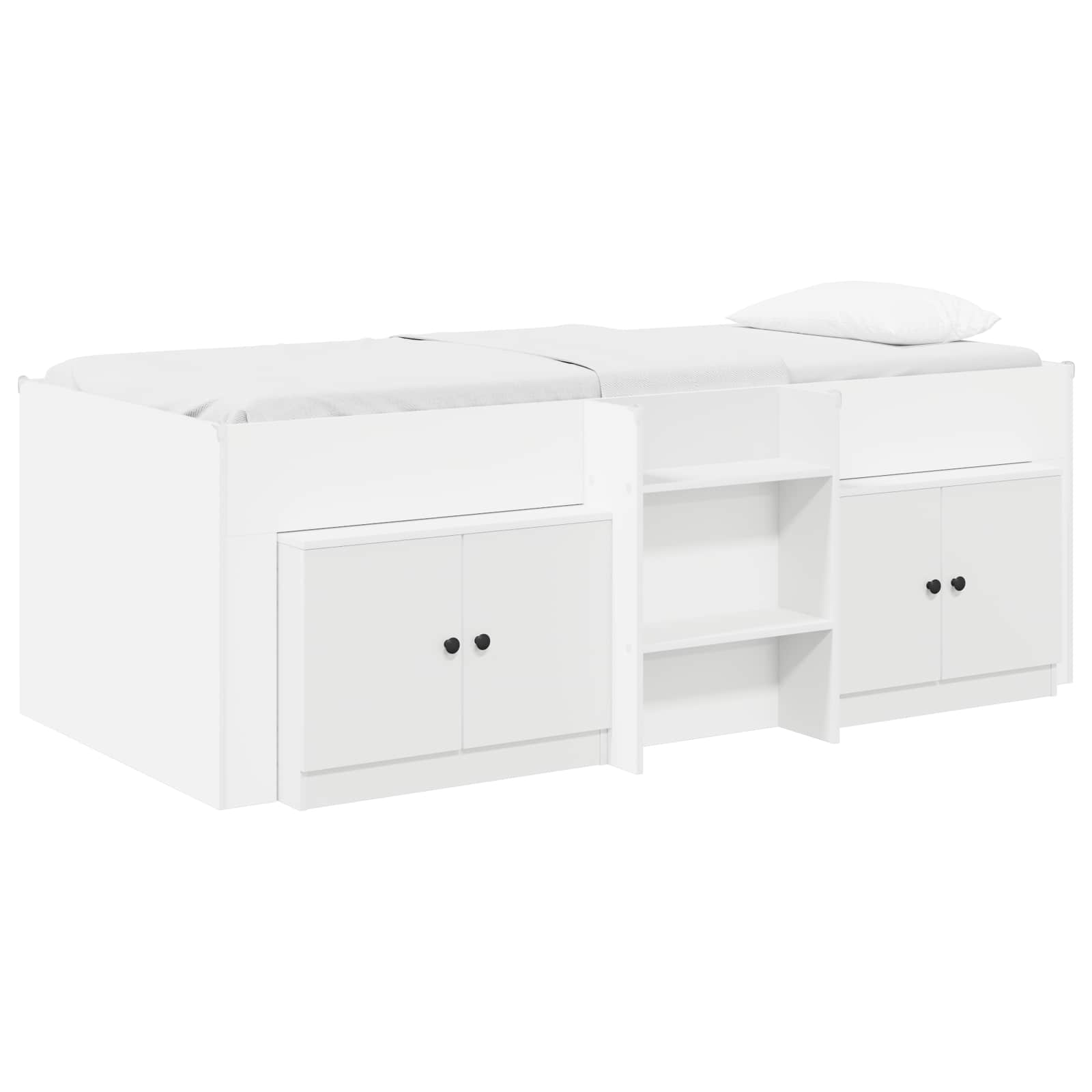 Cadre de lit en loft avec armoire 3 pc Blanc Bois d'ingénierie - XIOS