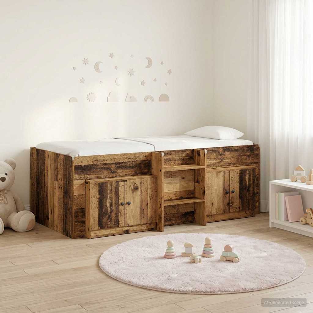 Cadre de lit en loft avec armoire avec porte 3 pc Bois ancien - XIOS