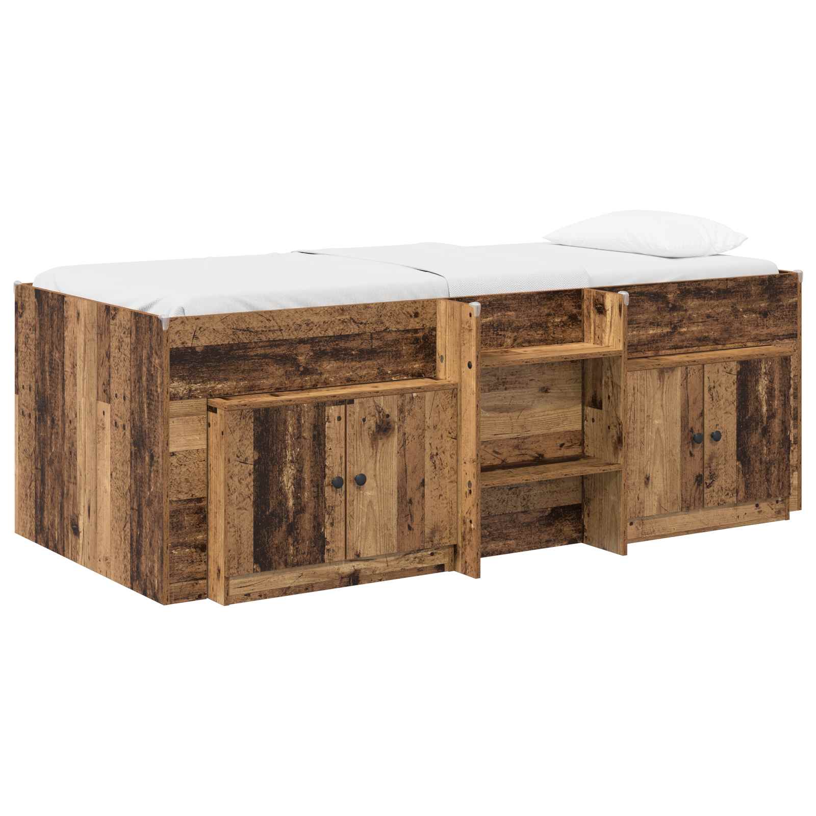 Cadre de lit en loft avec armoire avec porte 3 pc Bois ancien - XIOS