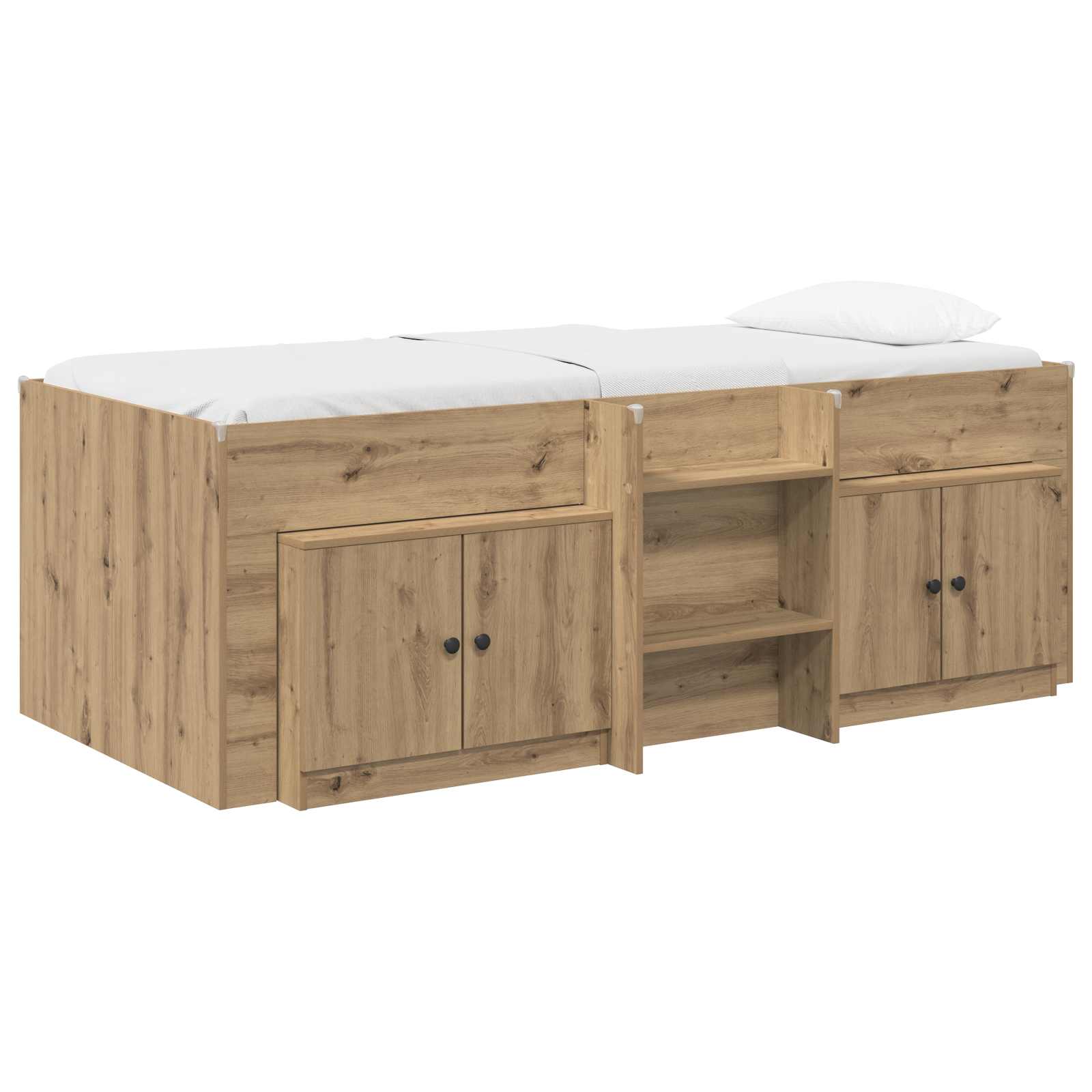 Cadre de lit en loft avec armoire 3 pc Chêne artisanal - XIOS