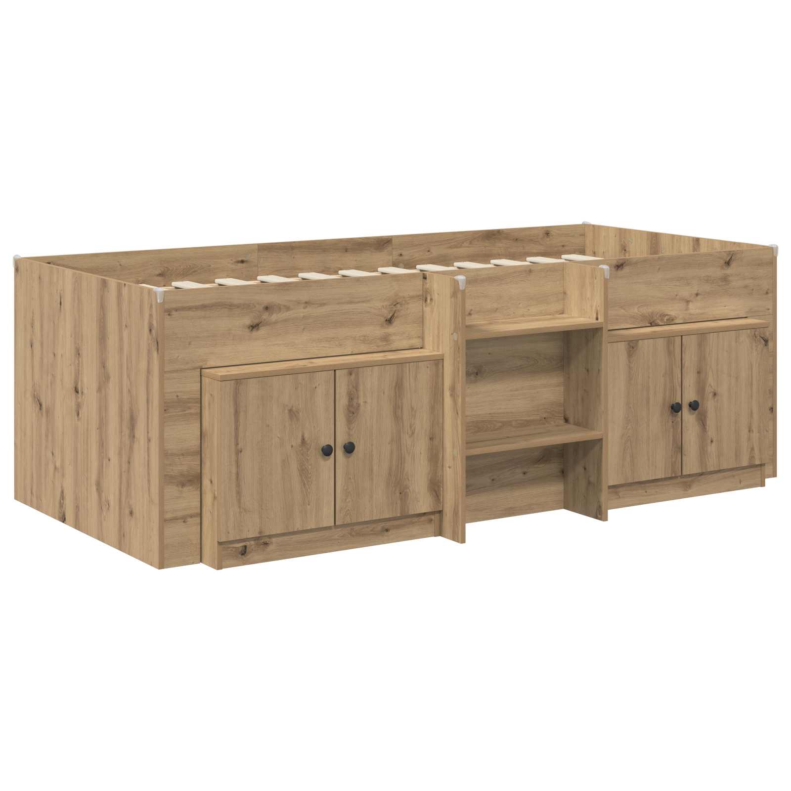 Cadre de lit en loft avec armoire 3 pc Chêne artisanal - XIOS