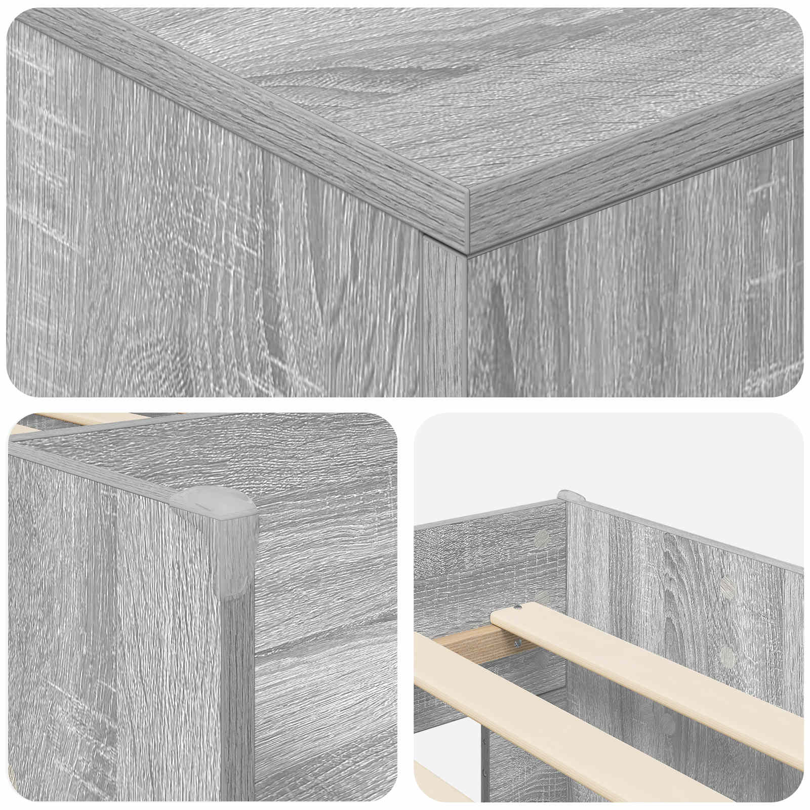 Cadre de lit en loft avec armoire avec porte 3 pc Sonoma gris - XIOS