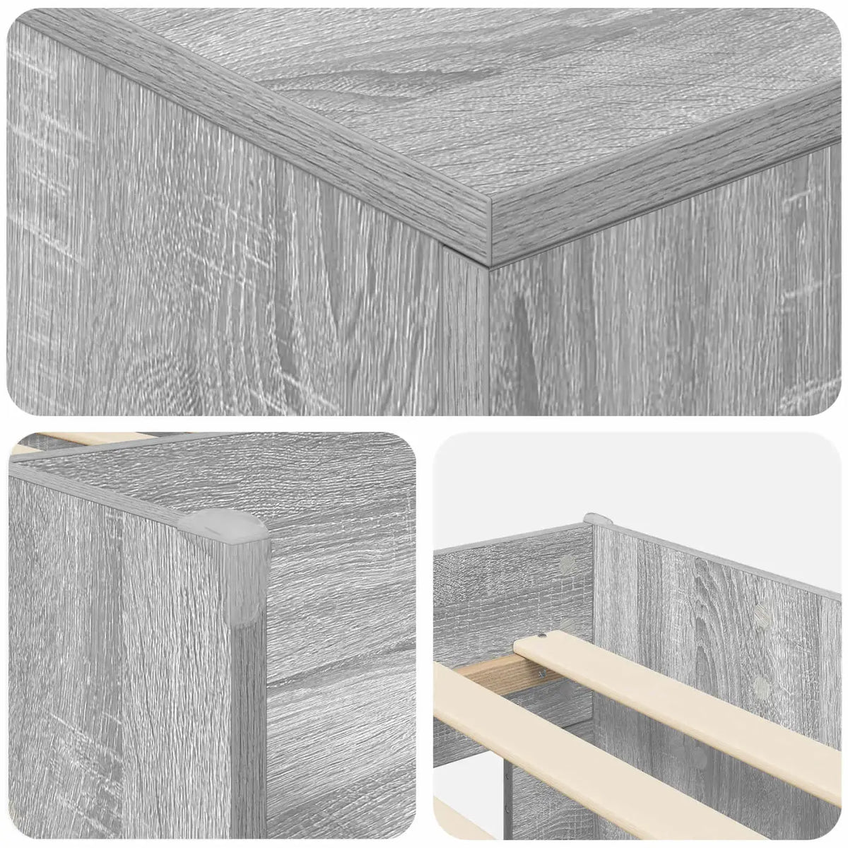 Cadre de lit en loft avec armoire avec porte 3 pc Sonoma gris - XIOS