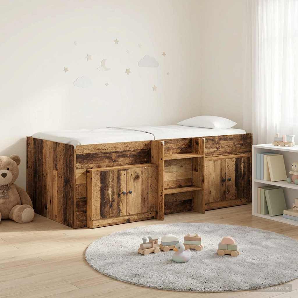 Cadre de lit en loft avec armoire avec porte 3 pc Bois ancien - XIOS