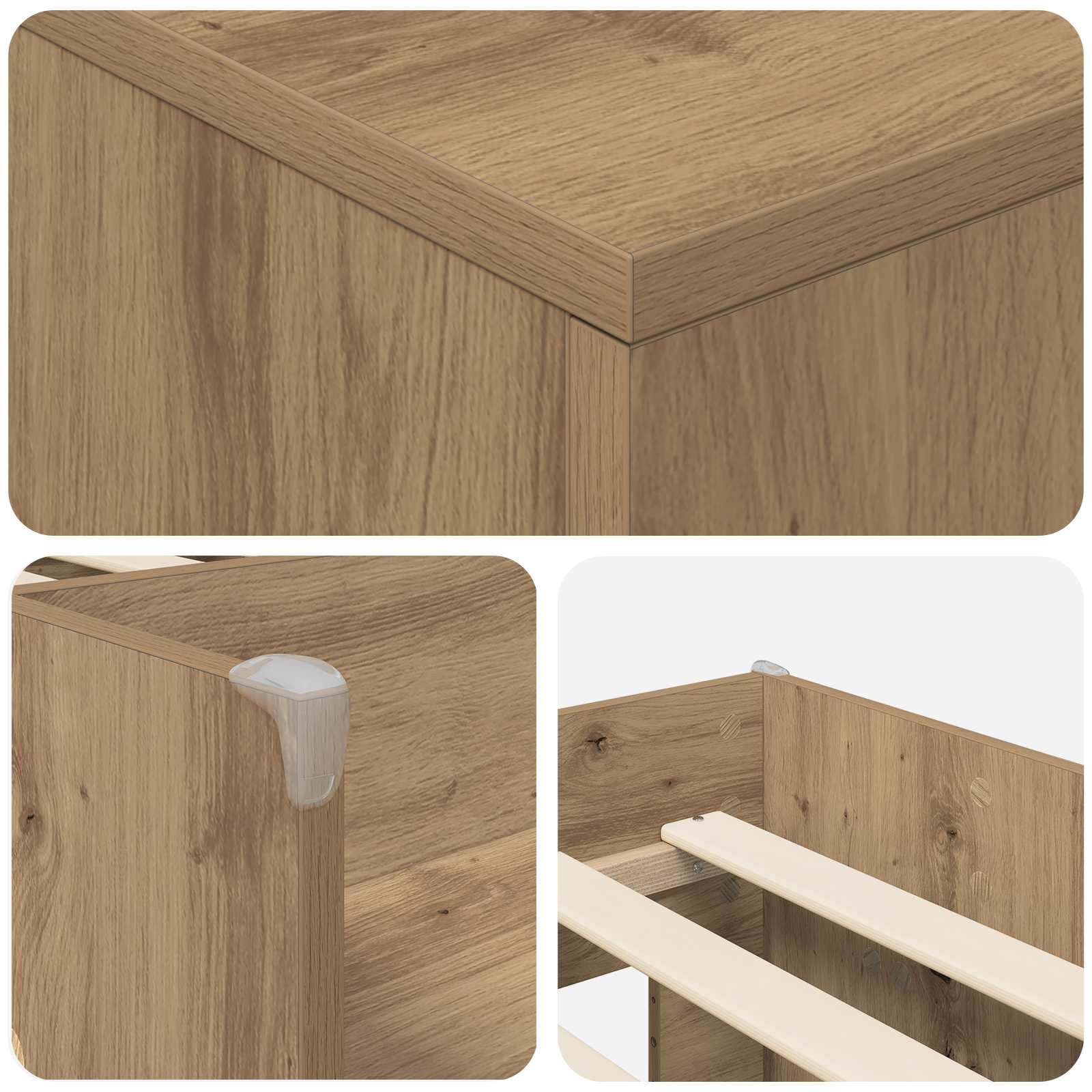 Cadre de lit en loft avec armoire 3 pc Chêne artisanal - XIOS