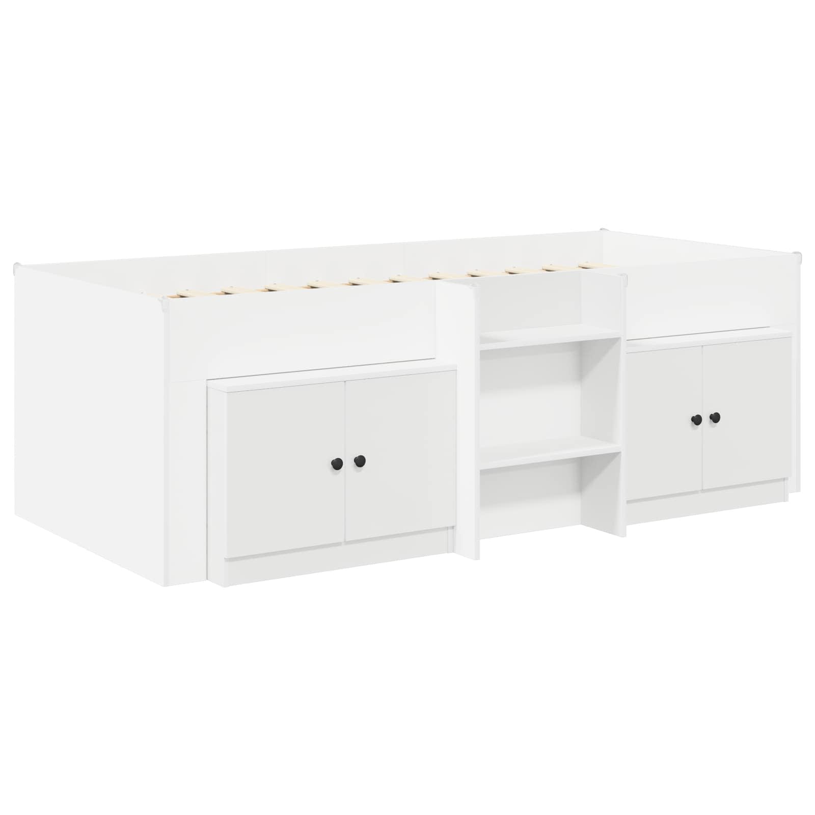Cadre de lit en loft avec armoire 3 pc Blanc Bois d'ingénierie - XIOS