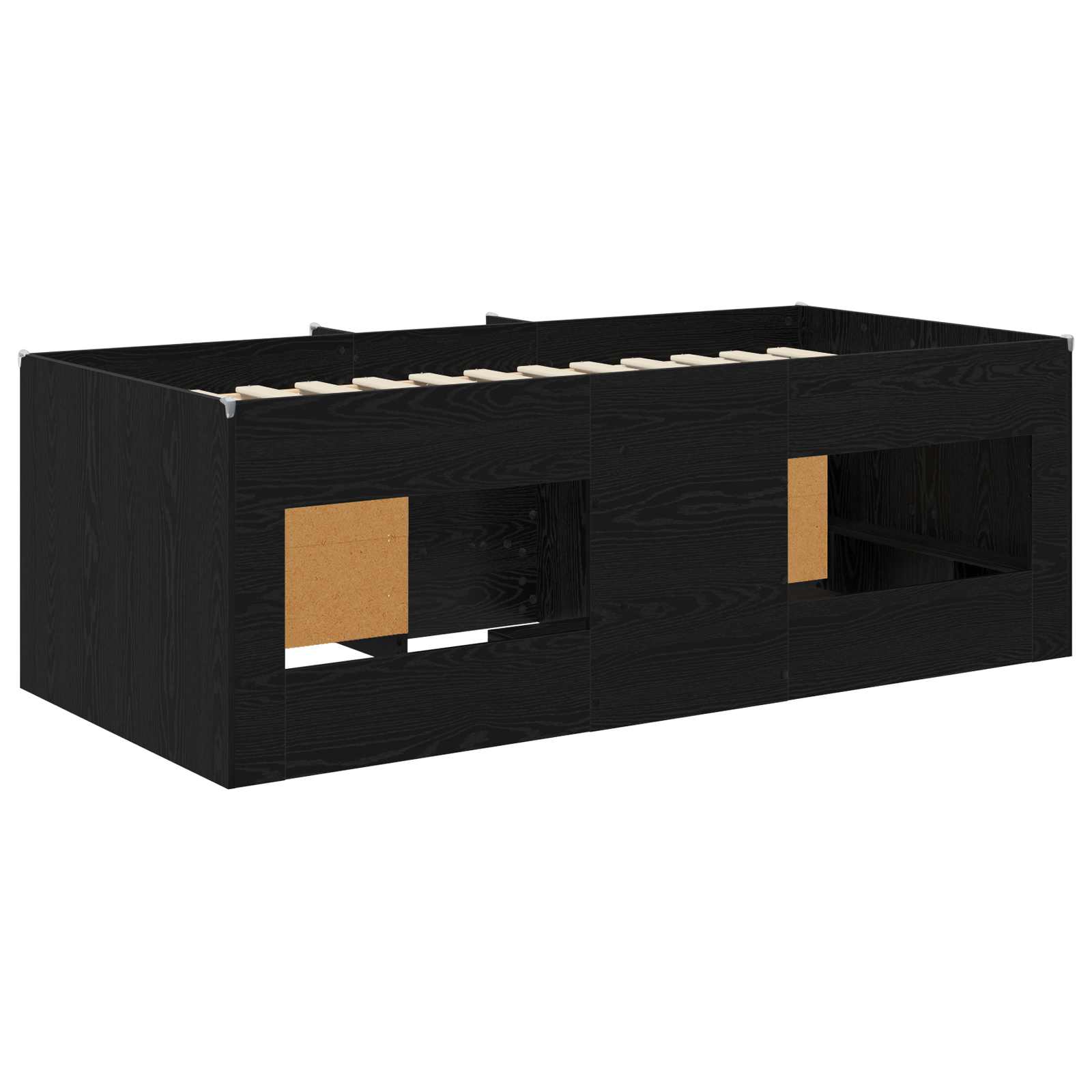 Cadre de lit en loft avec armoire 3 pc Noir Bois d'ingénierie - XIOS