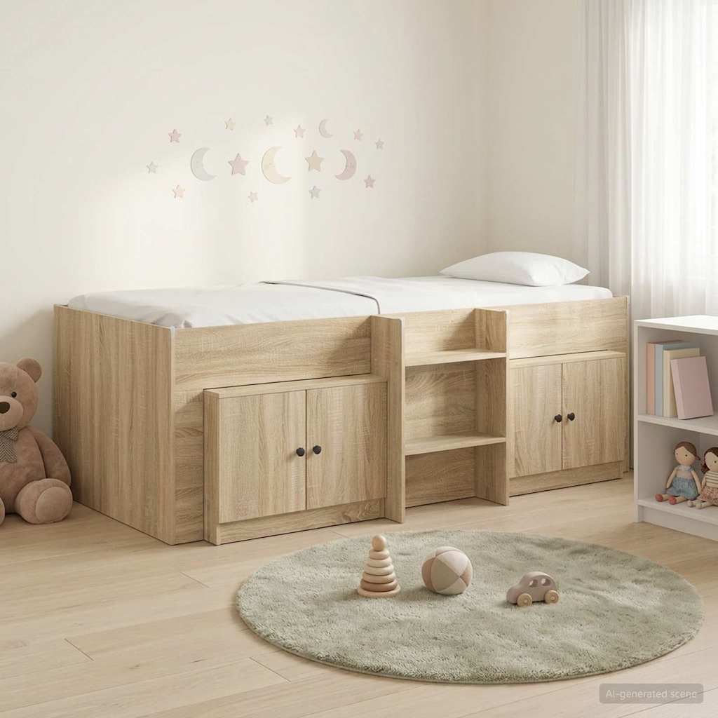 Cadre de lit en loft avec armoire avec porte 3 pc Chêne Sonoma - XIOS
