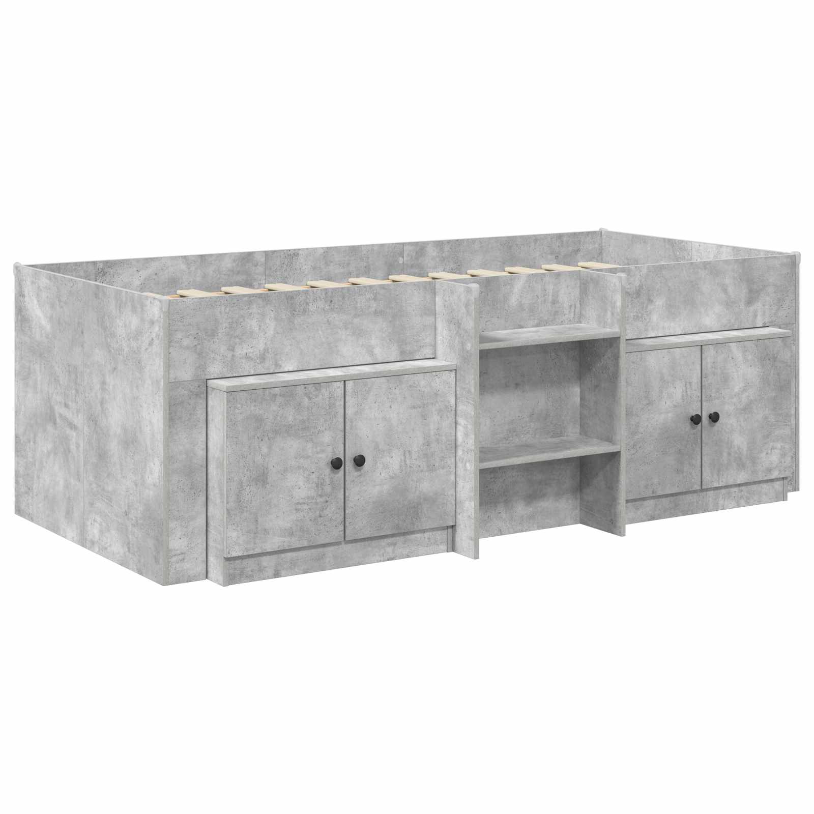 Cadre de lit en loft avec armoire avec stockage 3 pc Gris béton - XIOS