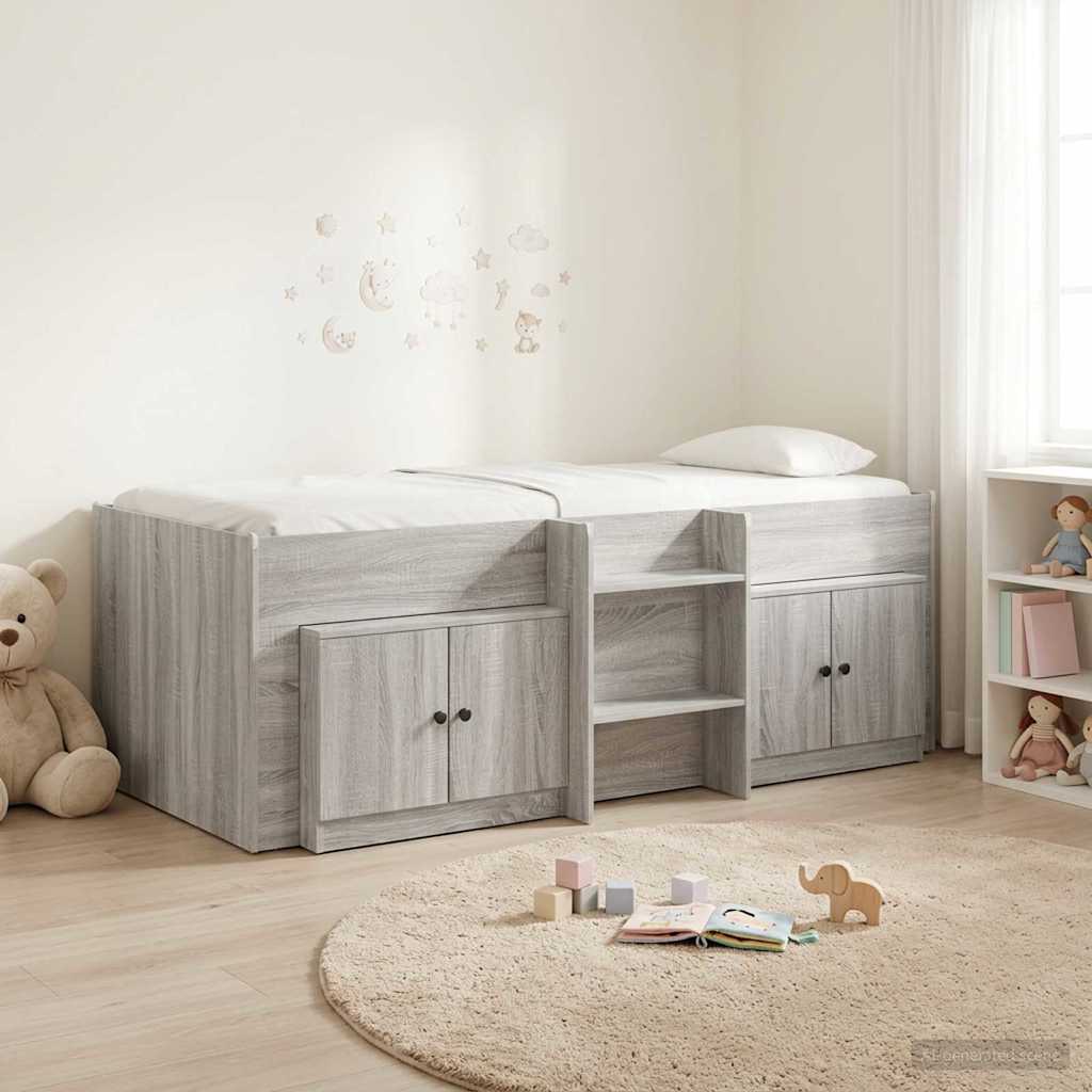 Cadre de lit en loft avec armoire avec porte 3 pc Sonoma gris - XIOS