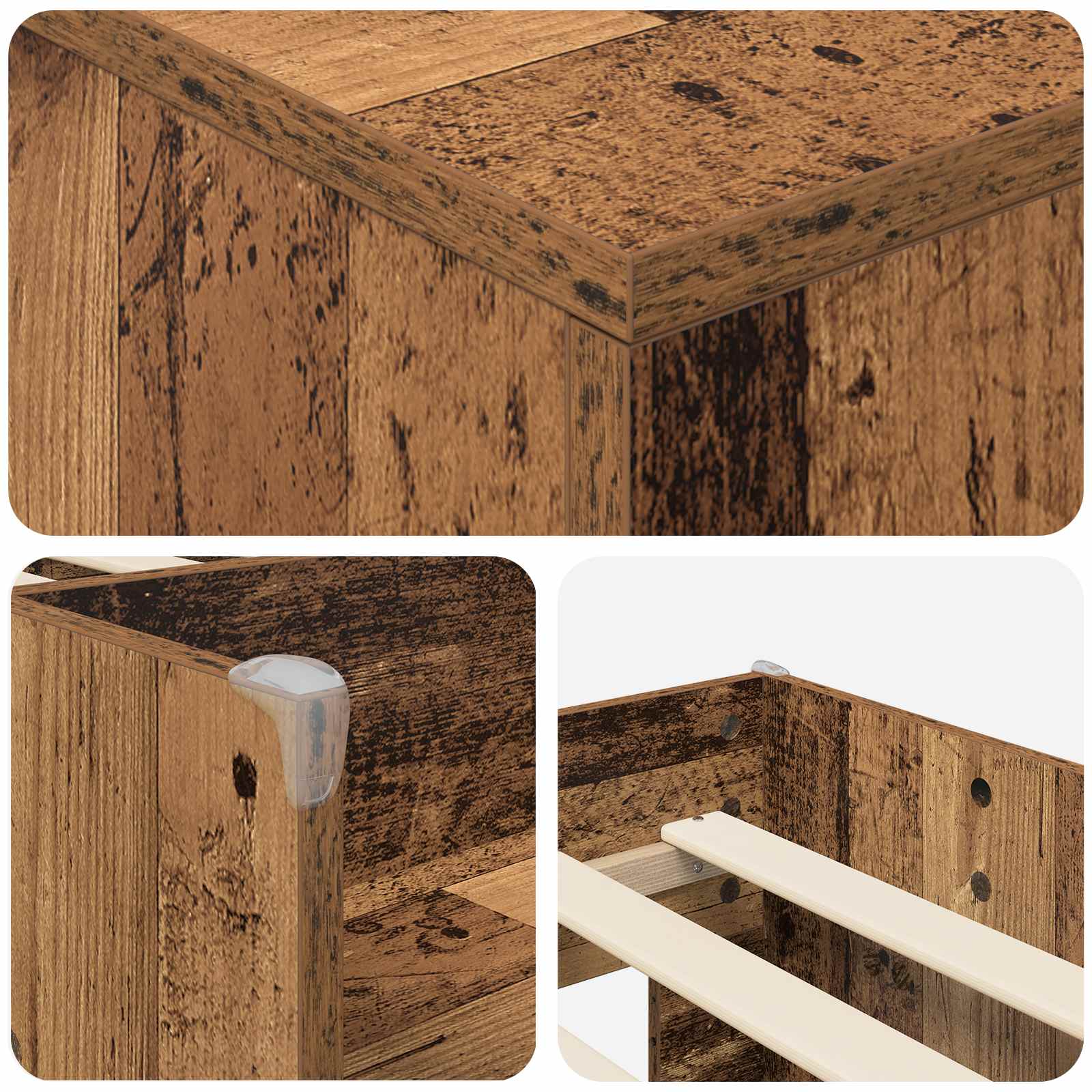Cadre de lit en loft avec armoire avec porte 3 pc Bois ancien - XIOS
