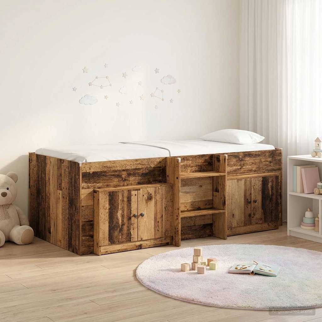 Cadre de lit en loft avec armoire avec porte 3 pc Bois ancien - XIOS