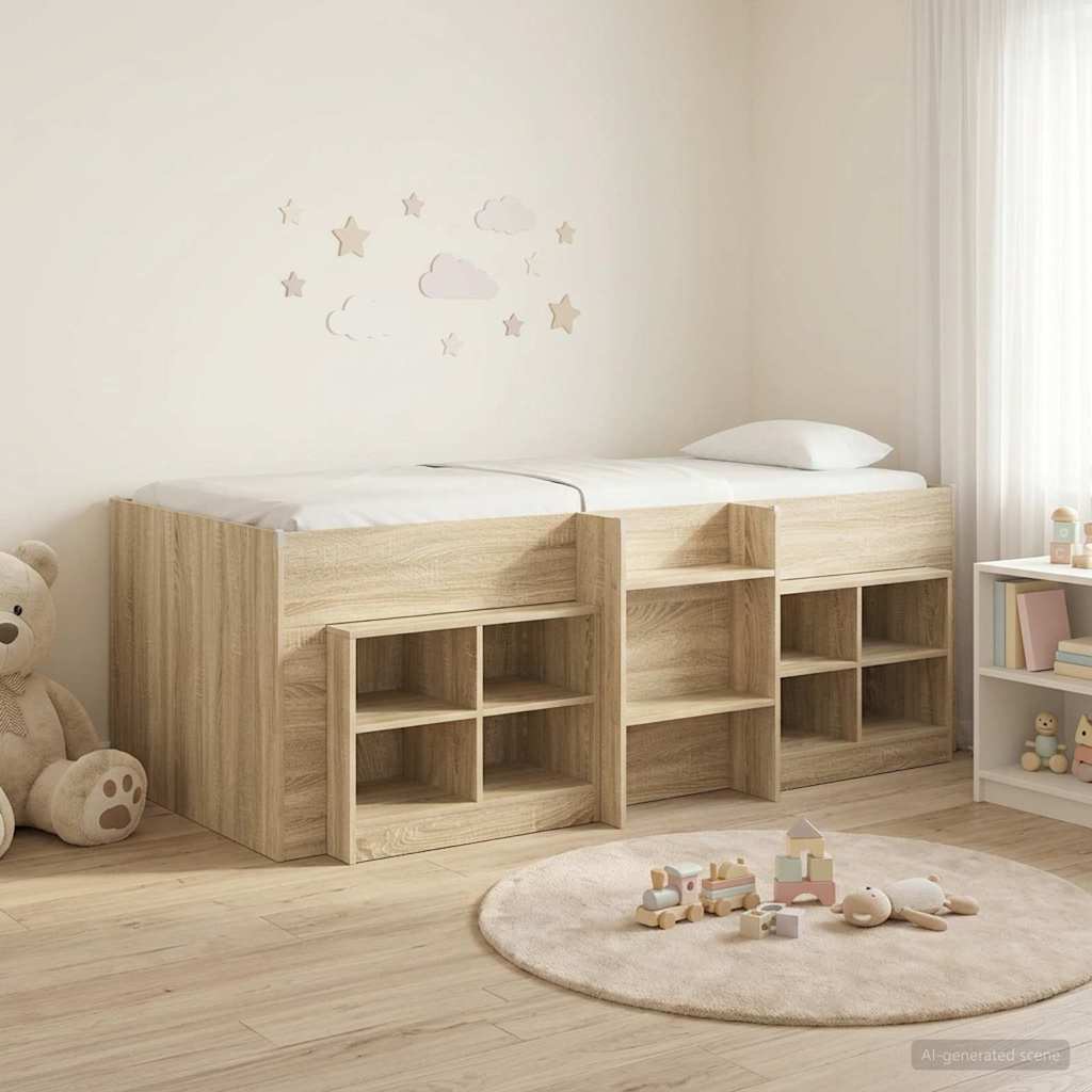 Cadre de lit en loft avec armoire 3 pc Chêne Sonoma - XIOS