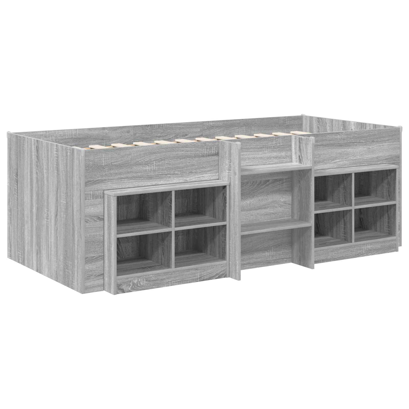 Cadre de lit en loft avec armoire avec étagère 3 pc Sonoma gris - XIOS