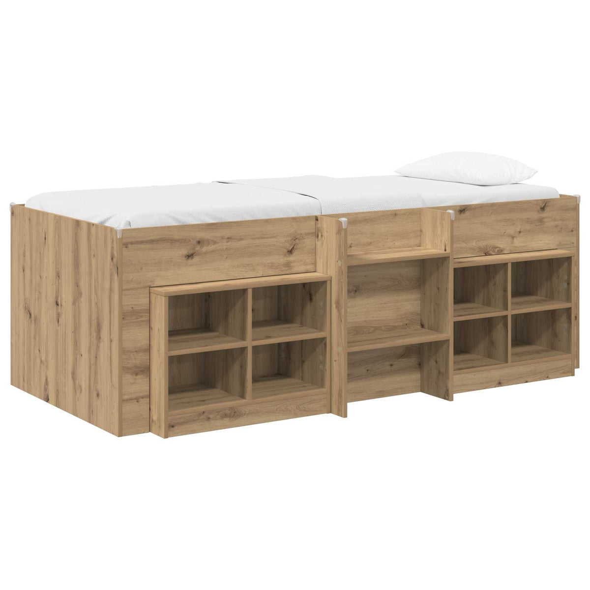 Cadre de lit en loft avec armoire 3 pc Chêne artisanal