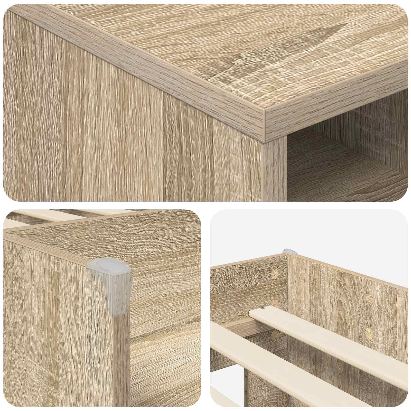 Cadre de lit en loft avec armoire 3 pc Chêne Sonoma - XIOS