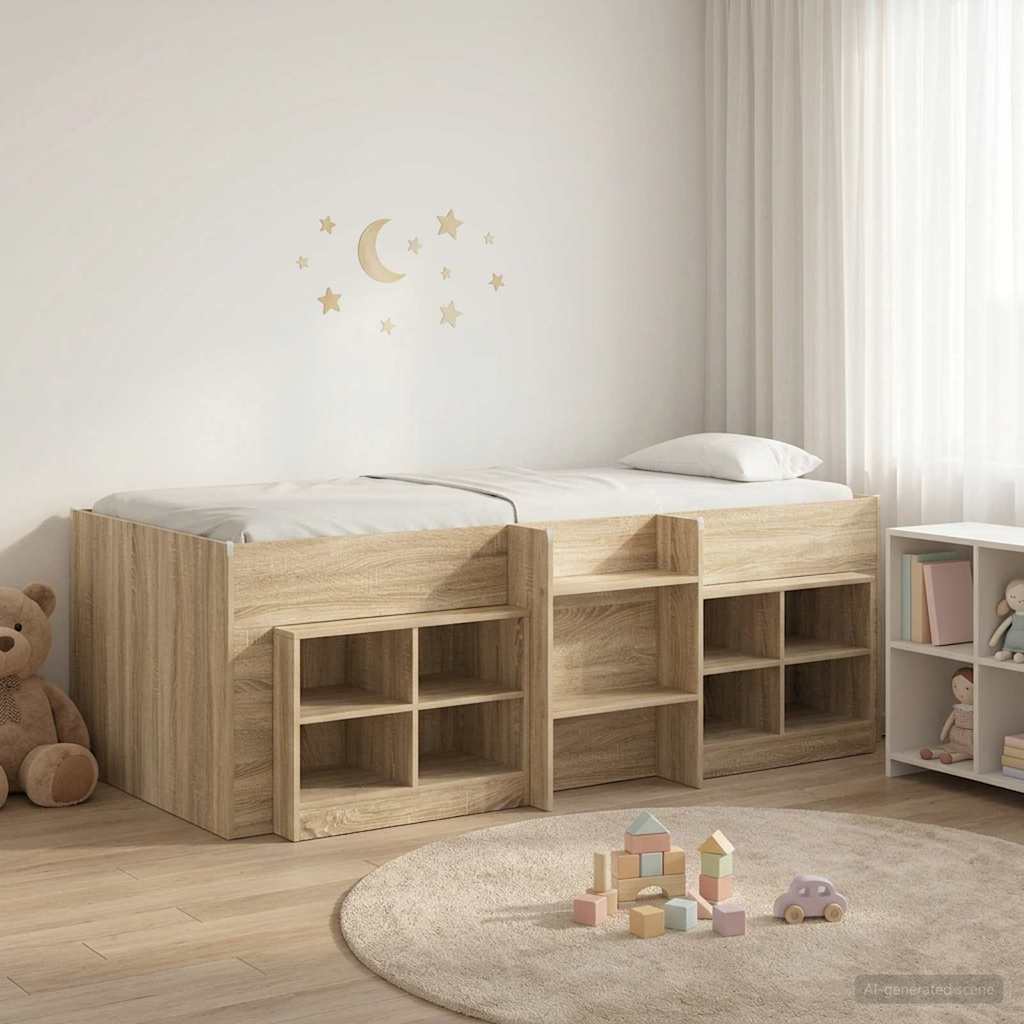 Cadre de lit en loft avec armoire 3 pc Chêne Sonoma - XIOS