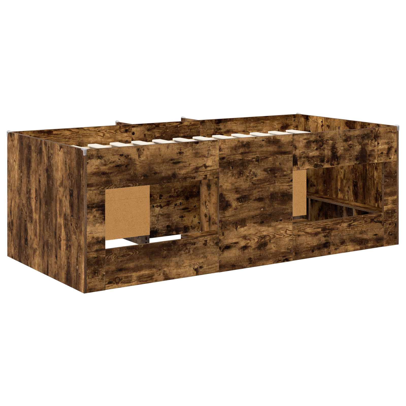 Cadre de lit en loft avec armoire avec étagère 3 pc Chêne fumé - XIOS