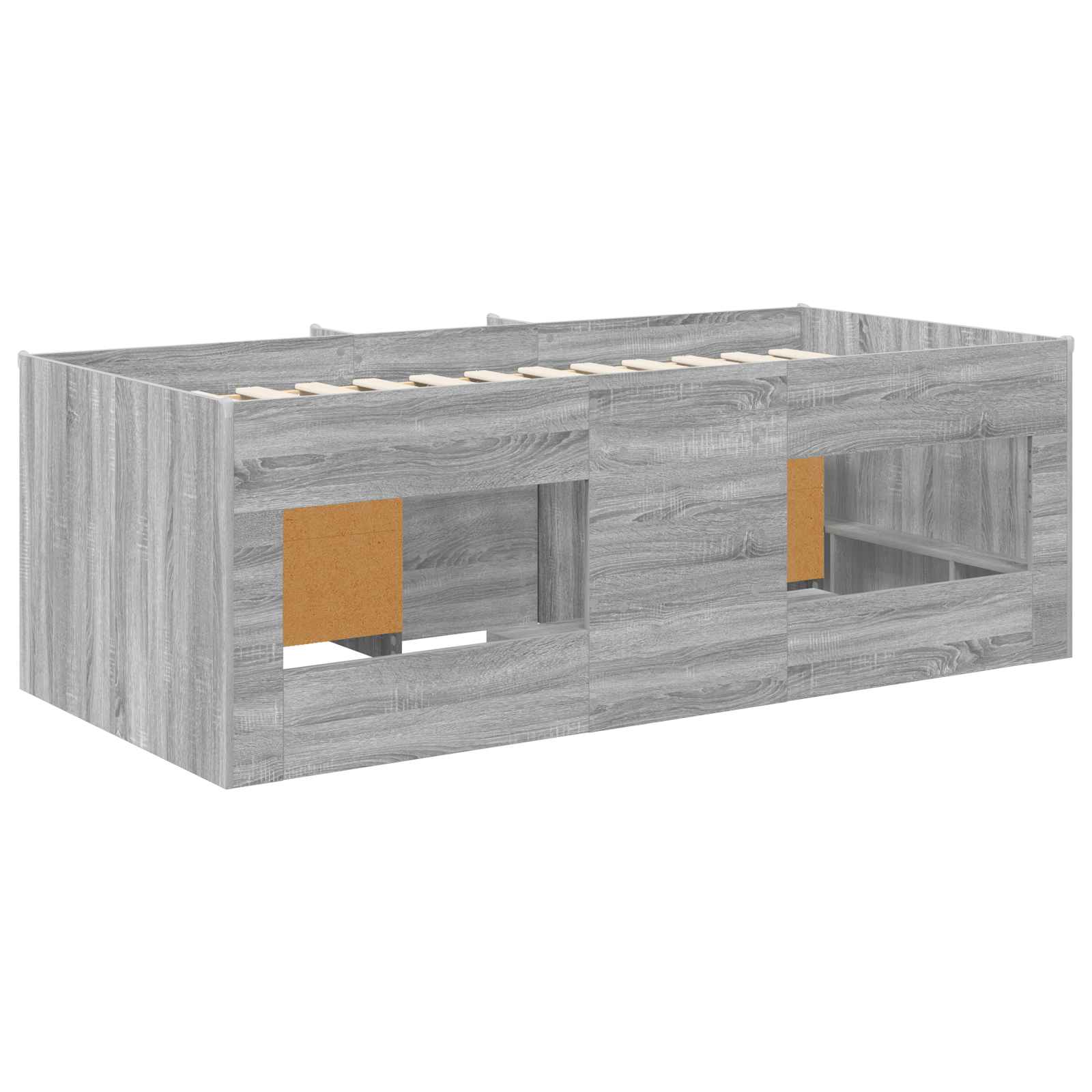 Cadre de lit en loft avec armoire avec étagère 3 pc Sonoma gris - XIOS