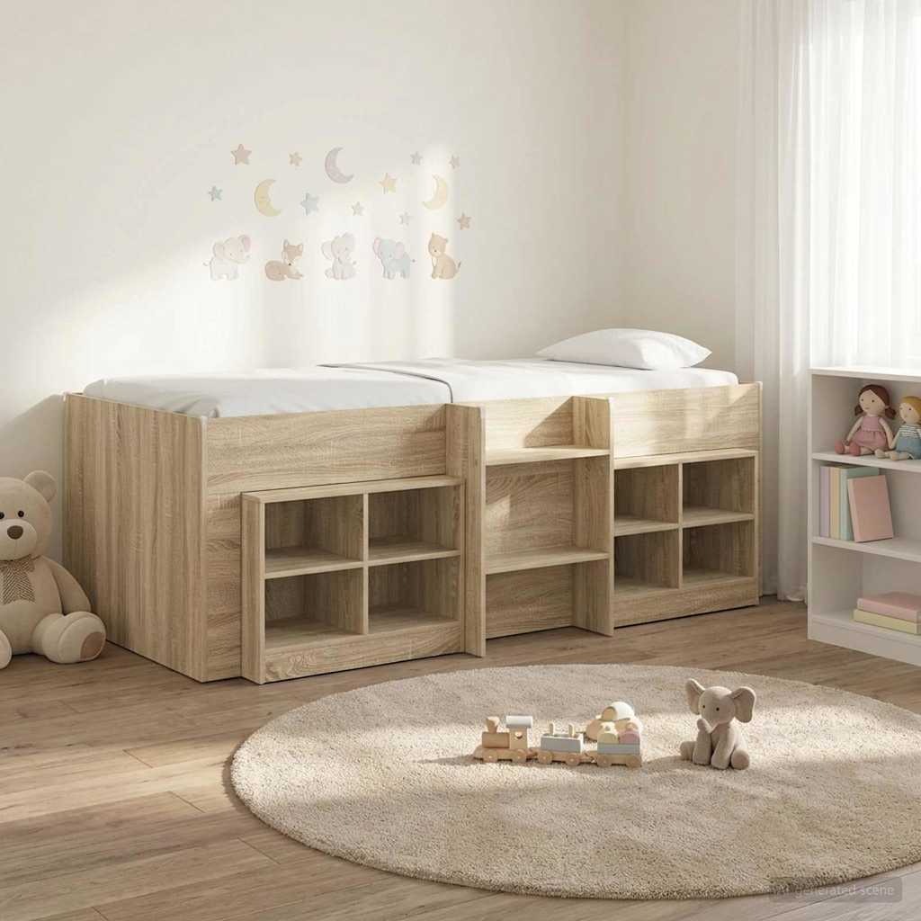 Cadre de lit en loft avec armoire 3 pc Chêne Sonoma - XIOS