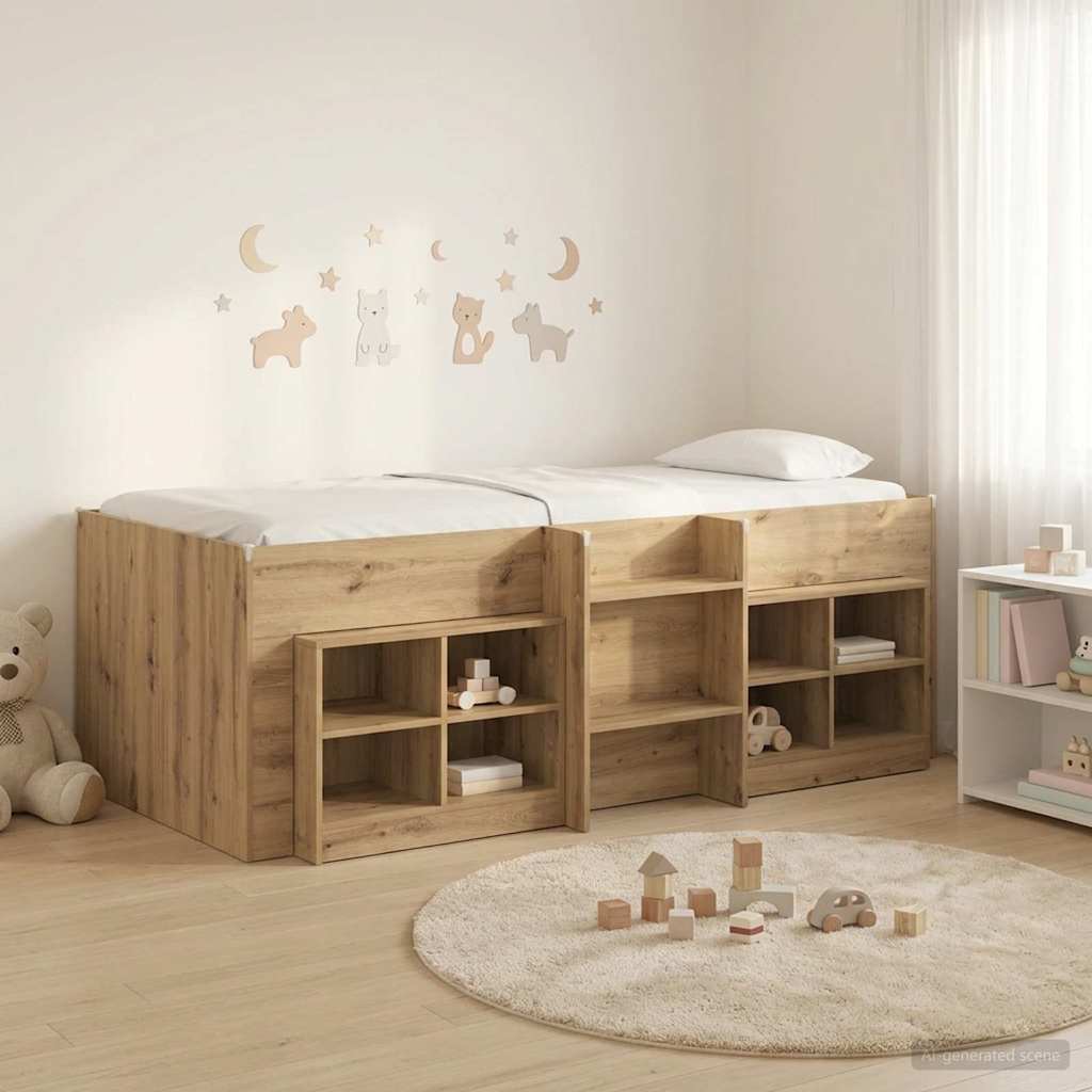 Cadre de lit en loft avec armoire 3 pc Chêne artisanal - XIOS