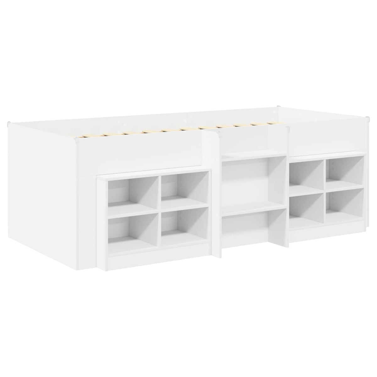 Cadre de lit en loft avec armoire 3 pc Blanc Bois d'ingénierie - XIOS