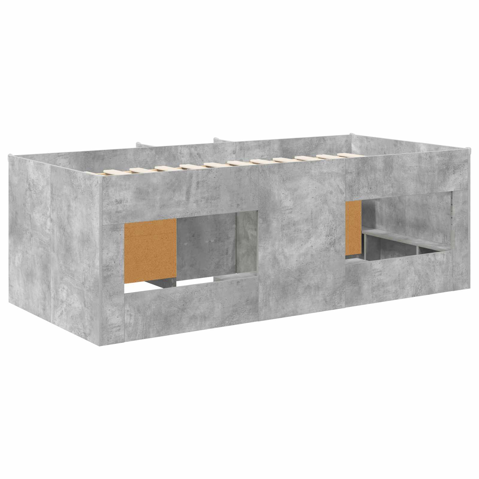 Cadre de lit en loft avec armoire avec étagère 3 pc Gris béton - XIOS