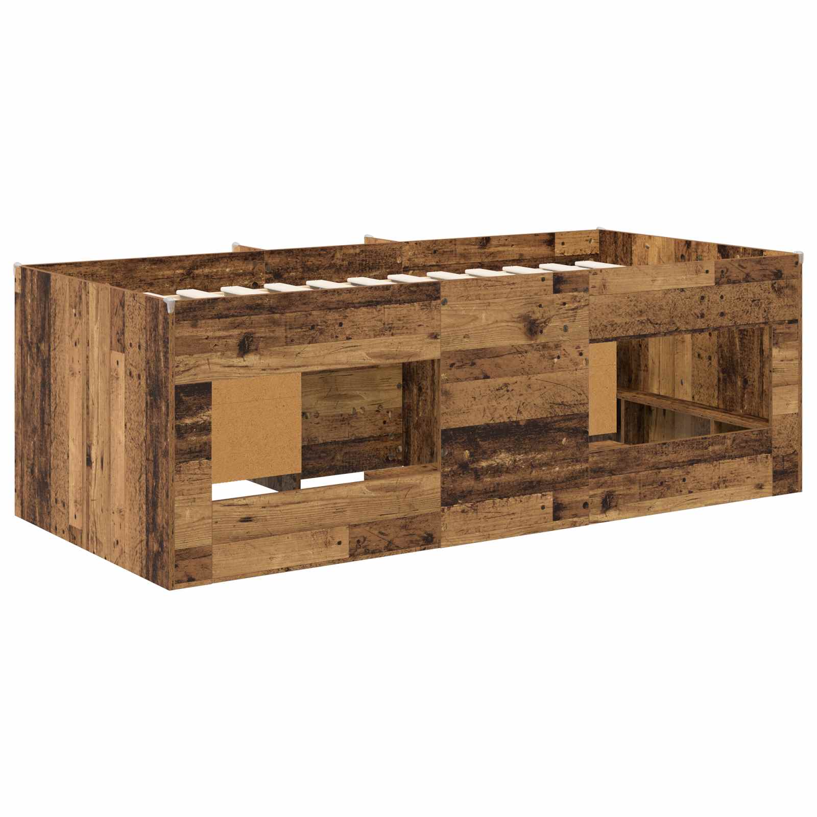 Cadre de lit en loft avec armoire avec étagère 3 pc Bois ancien - XIOS