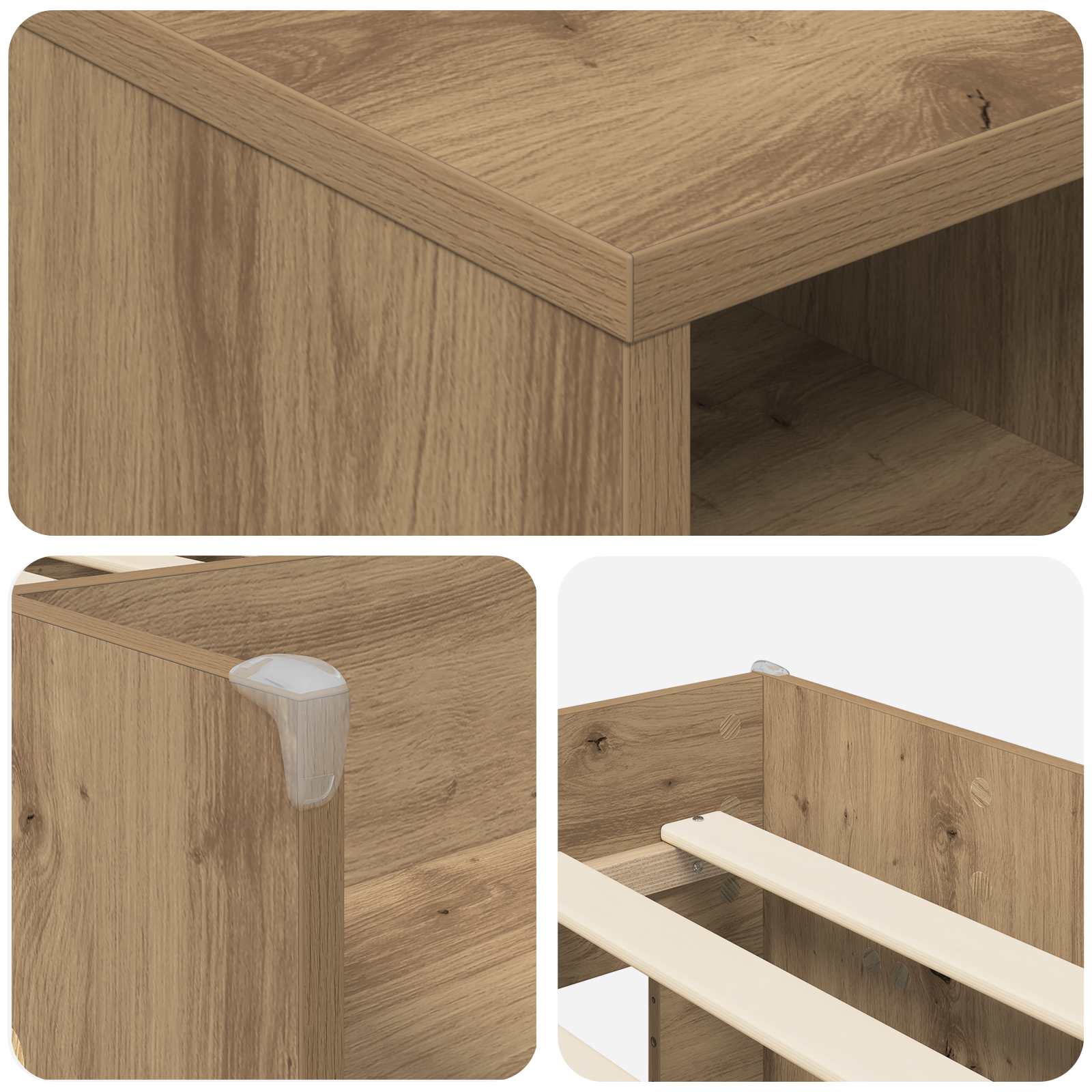Cadre de lit en loft avec armoire 3 pc Chêne artisanal - XIOS