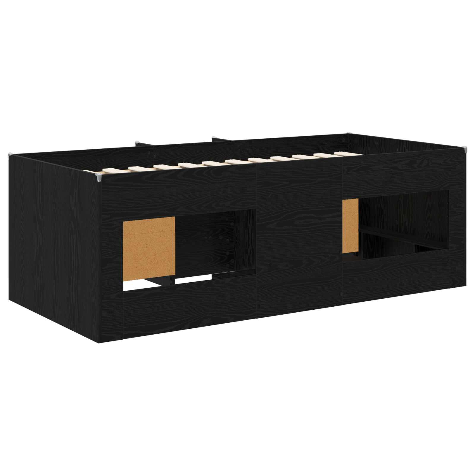 Cadre de lit en loft avec armoire avec étagère 3 pc Chêne noir - XIOS