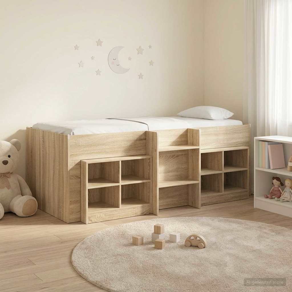Cadre de lit en loft avec armoire 3 pc Chêne Sonoma - XIOS
