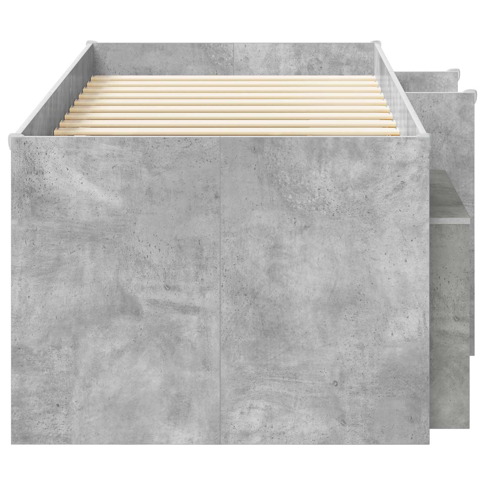 Cadre de lit en loft avec armoire avec étagère 3 pc Gris béton - XIOS