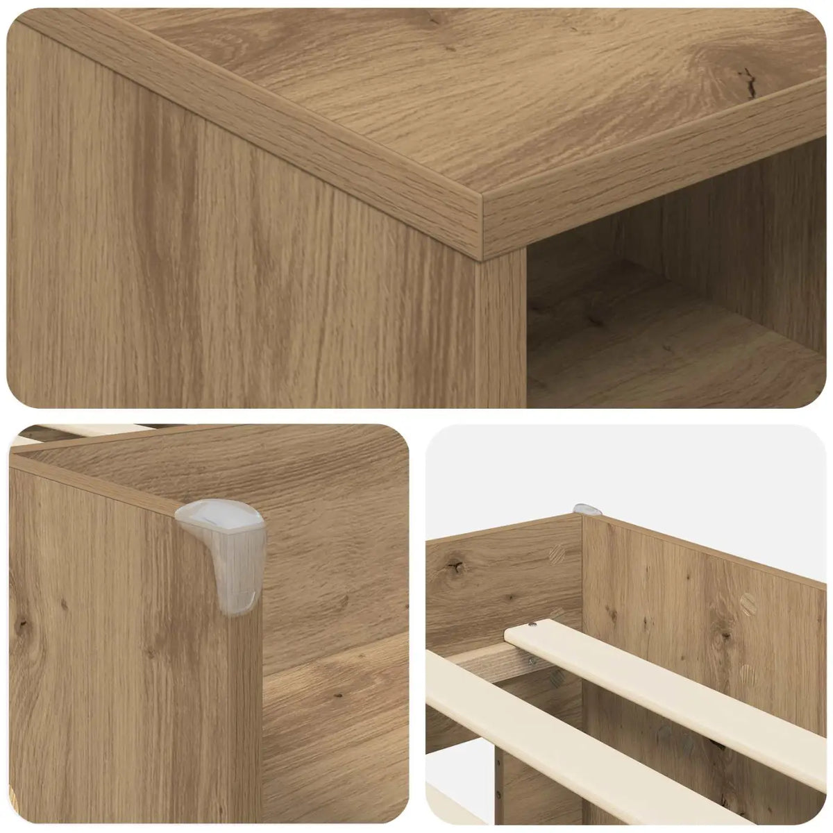 Cadre de lit en loft avec armoire 3 pc Chêne artisanal - XIOS