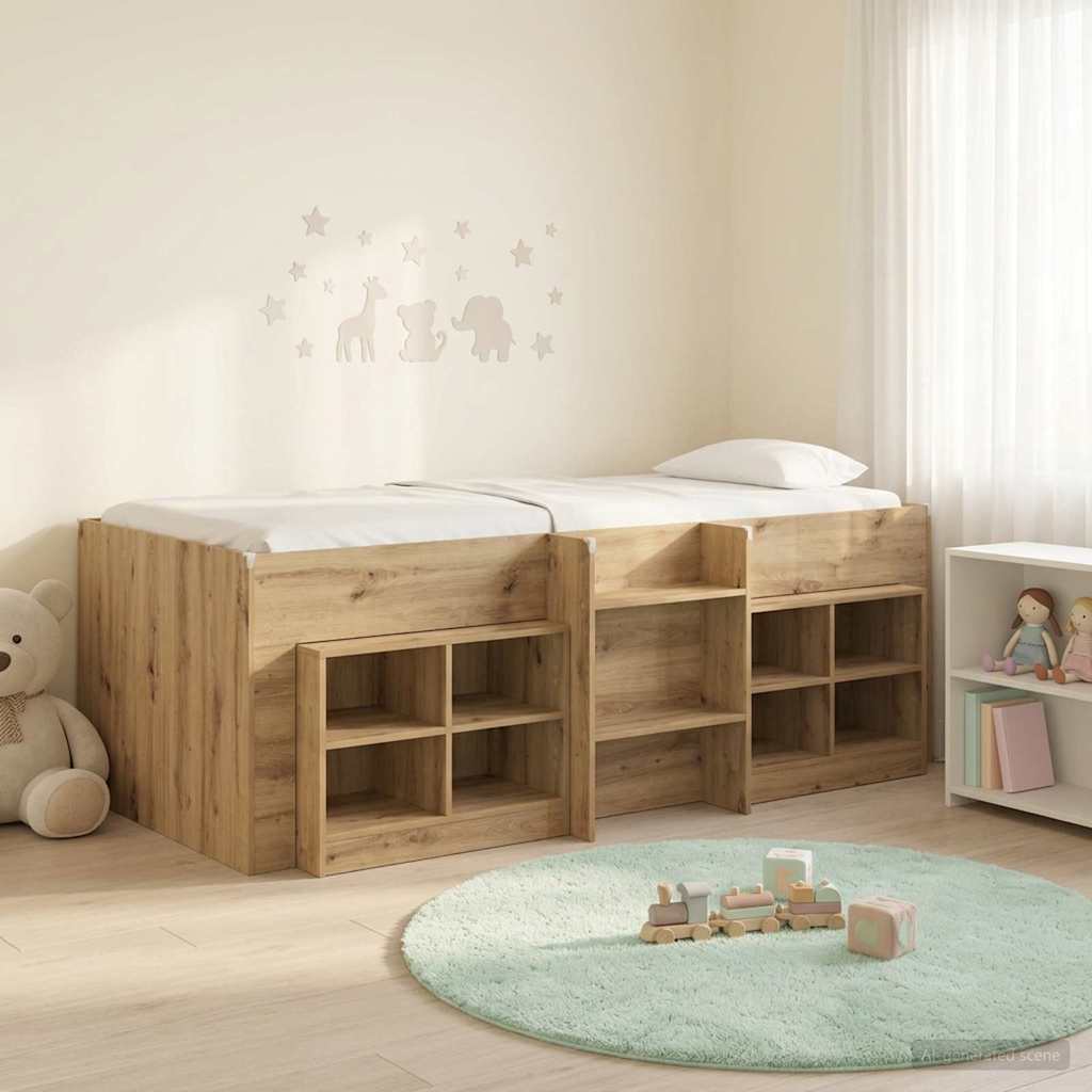 Cadre de lit en loft avec armoire 3 pc Chêne artisanal - XIOS