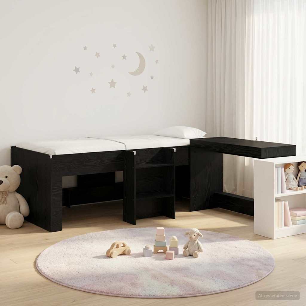 Lit haut pour enfants avec bureau Chêne noir 80 x 200 cm - XIOS