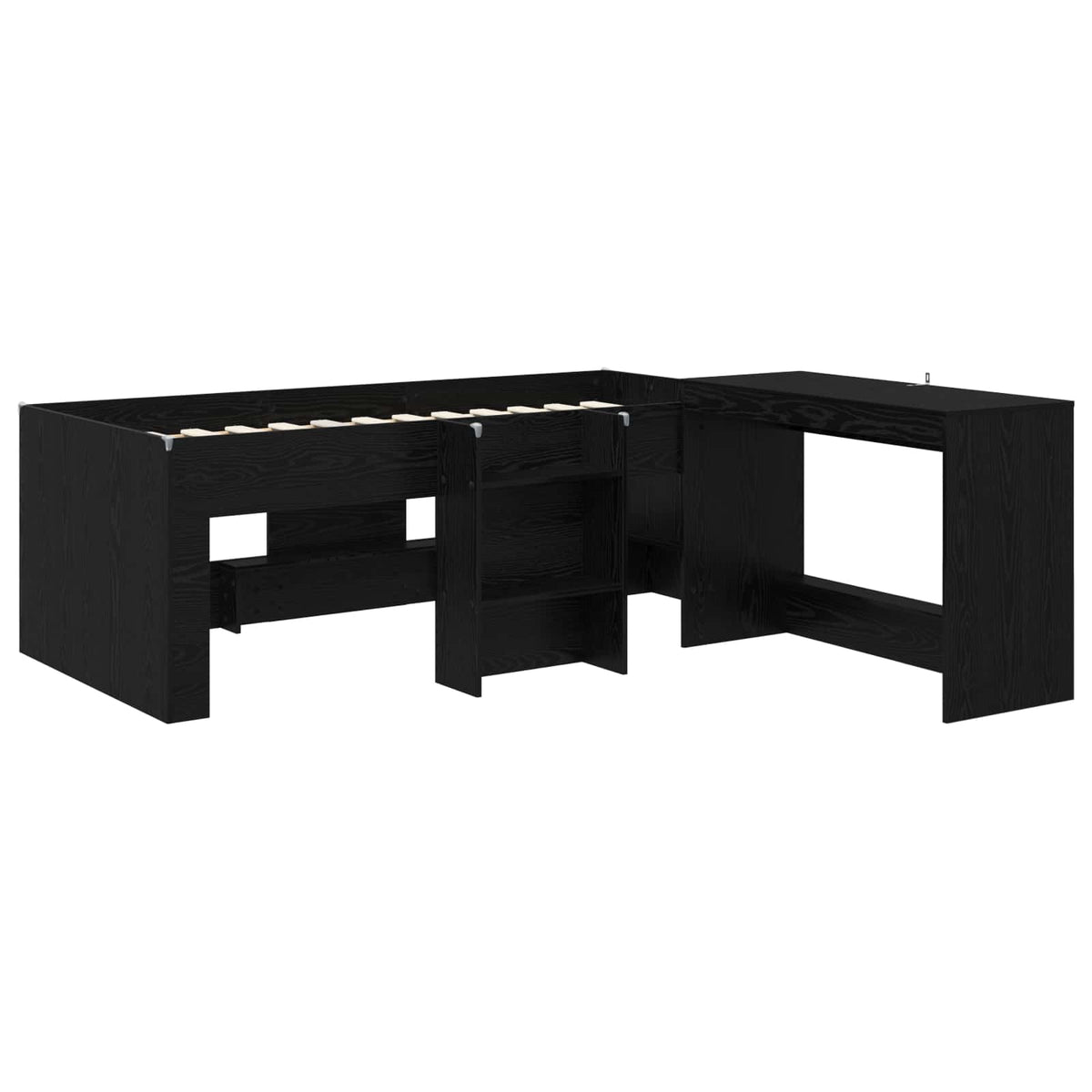 Lit haut pour enfants avec bureau Chêne noir 80 x 200 cm