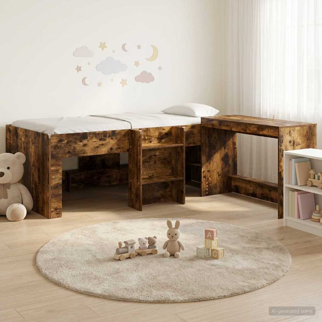 Lit haut pour enfants avec bureau 2 pc Chêne fumé - XIOS