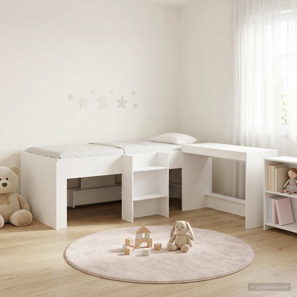 Cadre de Lit avec Bureau 2 pc Blanc Bois d'ingénierie - XIOS