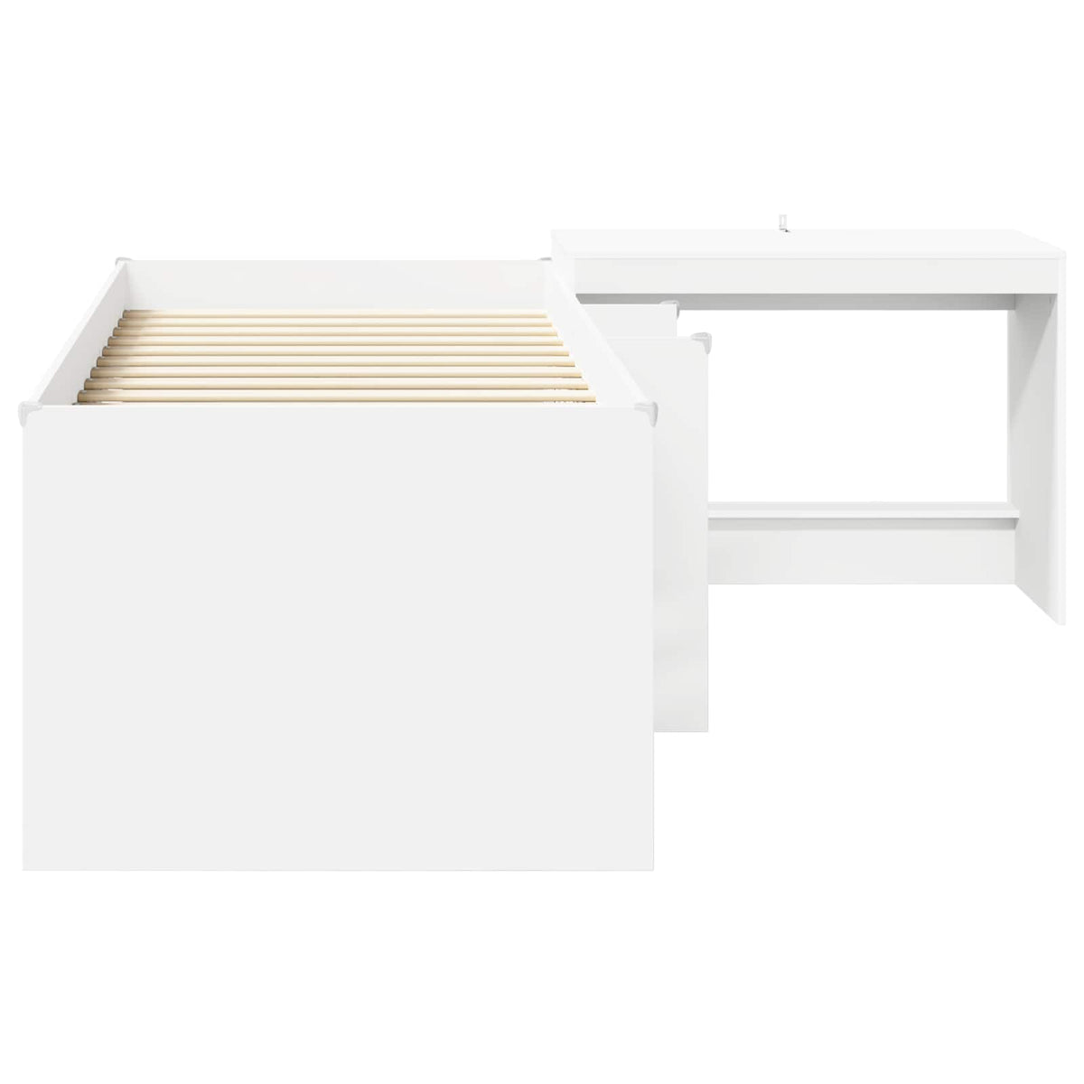 Cadre de Lit avec Bureau 2 pc Blanc Bois d'ingénierie - XIOS