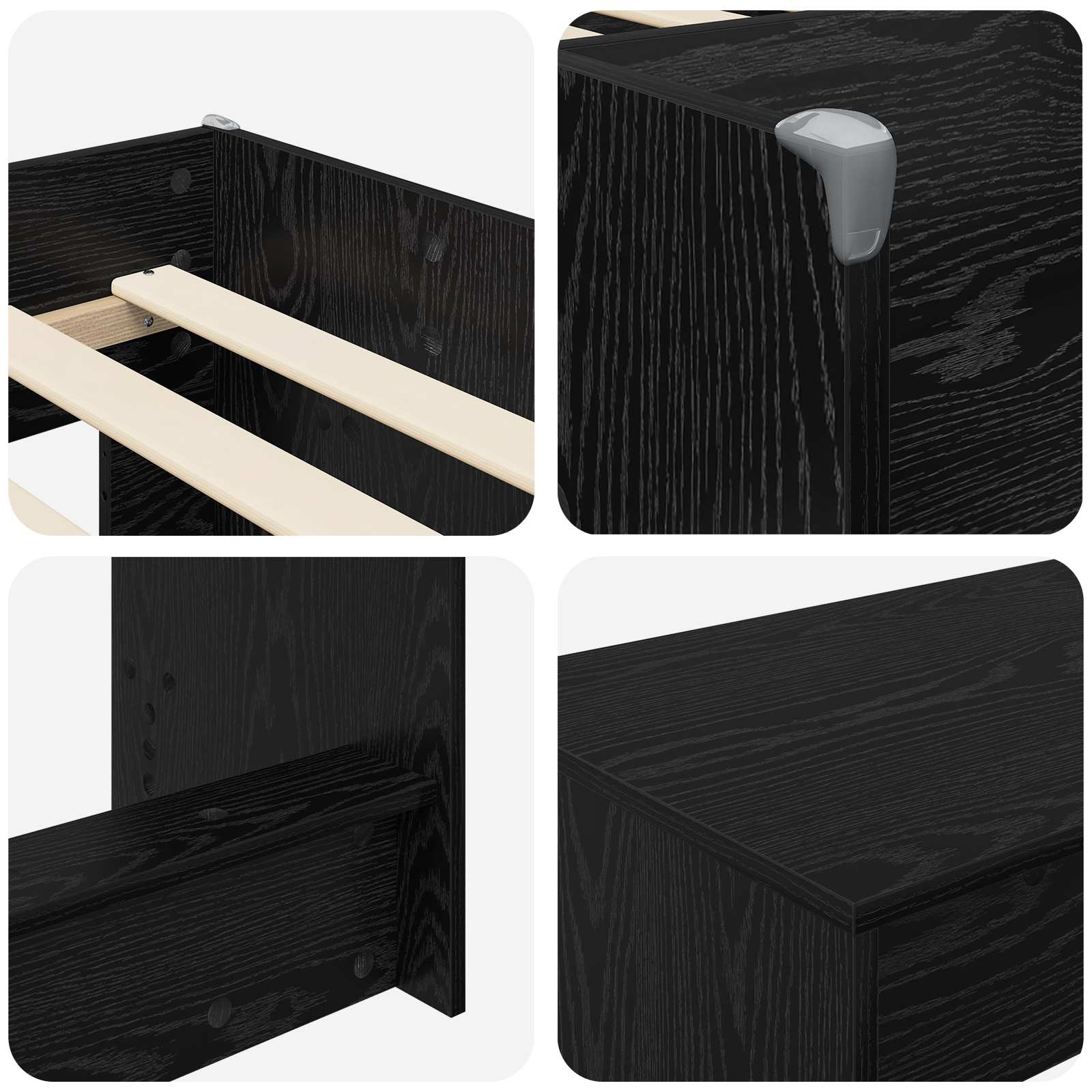 Cadre de Lit avec Bureau 2 pc Chêne noir Bois d'ingénierie - XIOS