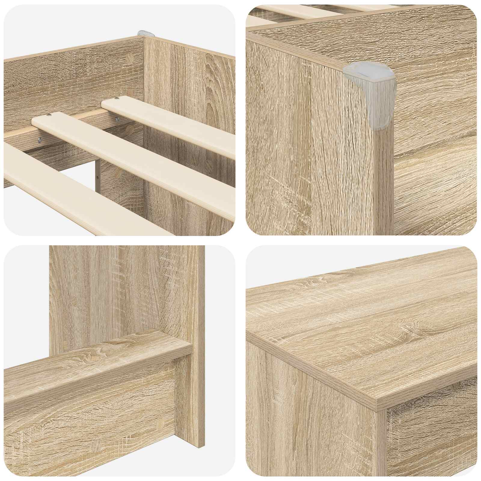 Cadre de Lit avec Bureau 2 pc Chêne Sonoma Bois d'ingénierie - XIOS
