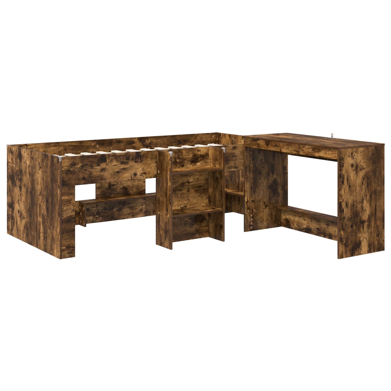 Cadre de Lit avec Bureau 2 pc Chêne fumé Bois d'ingénierie - XIOS