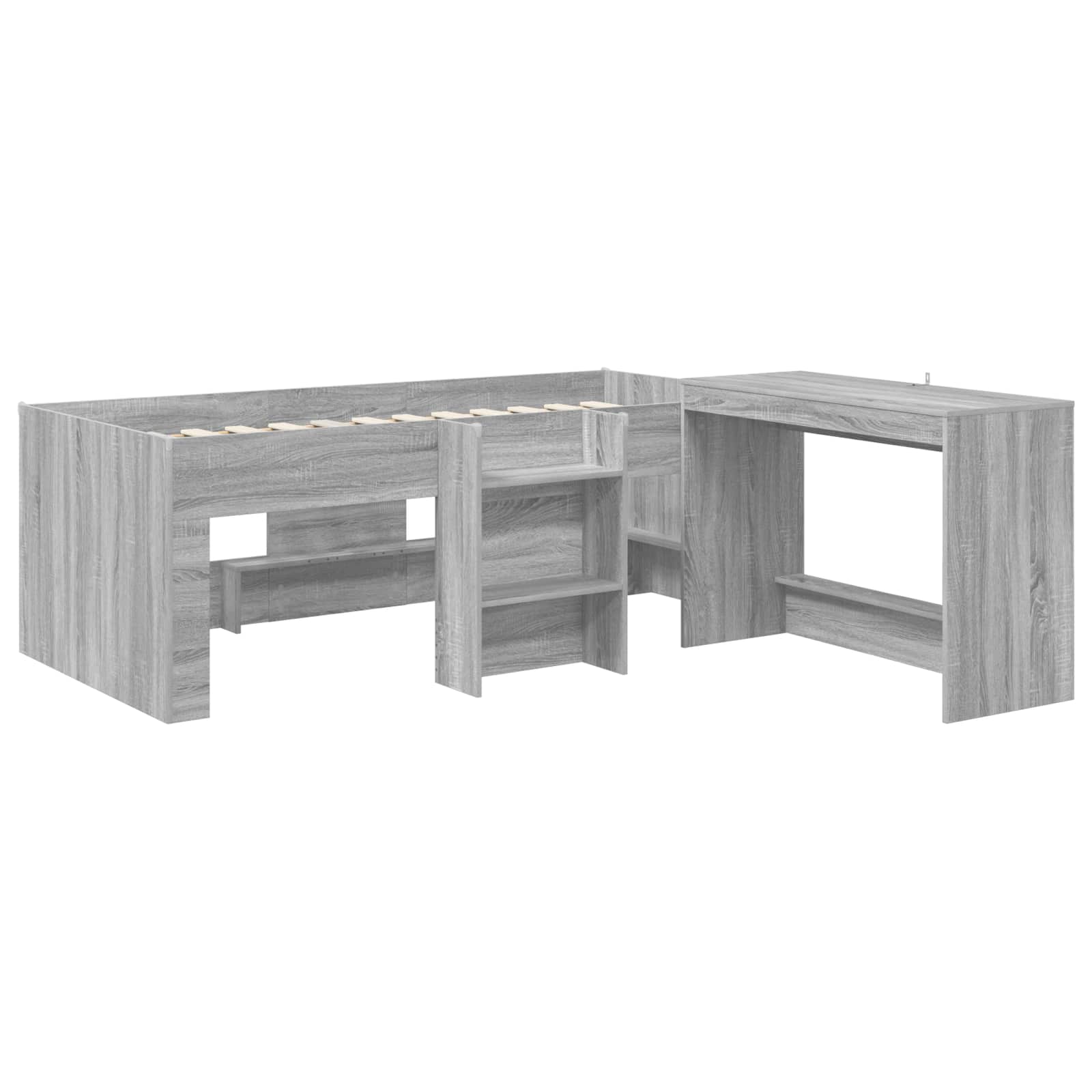 Cadre de Lit avec Bureau 2 pc Sonoma gris Bois d'ingénierie - XIOS
