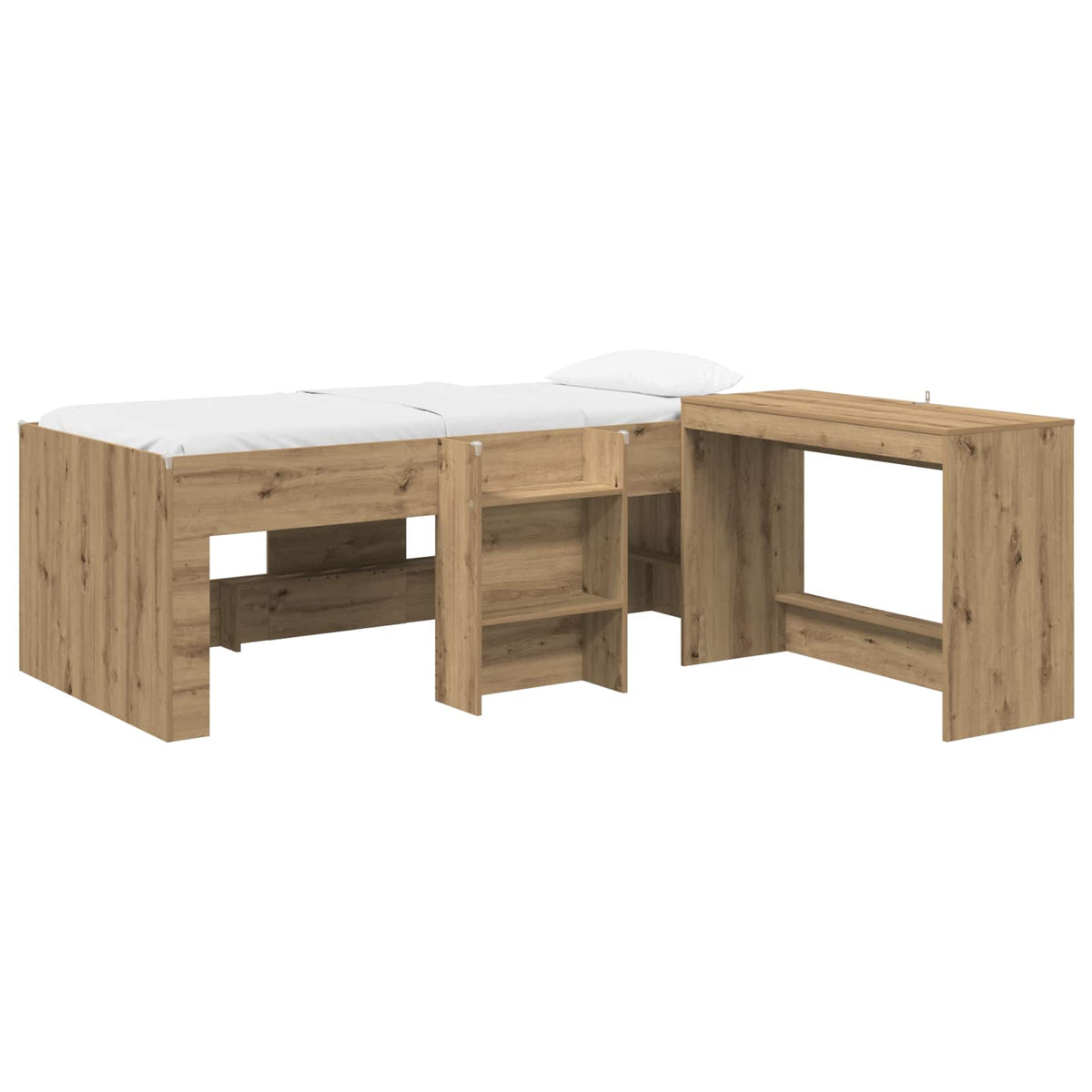 Cadre de Lit avec Bureau 2 pc Chêne artisanal Bois d'ingénierie