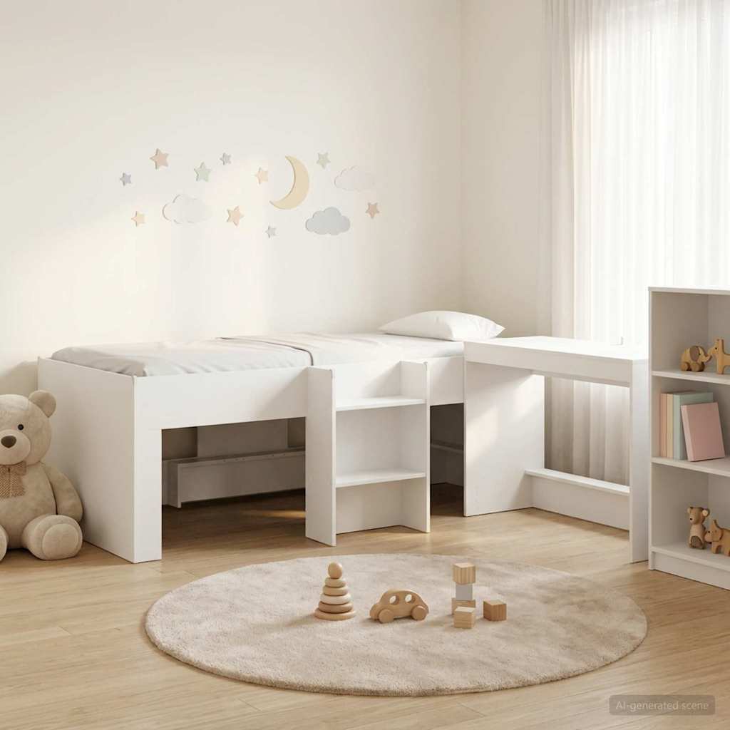 Lit haut pour enfants avec bureau 2 pc Blanc Bois d'ingénierie - XIOS
