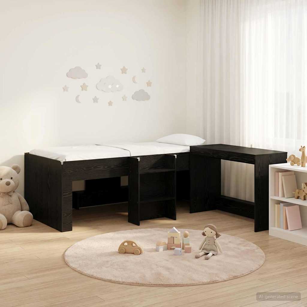 Lit haut pour enfants avec bureau 2 pc Chêne noir - XIOS