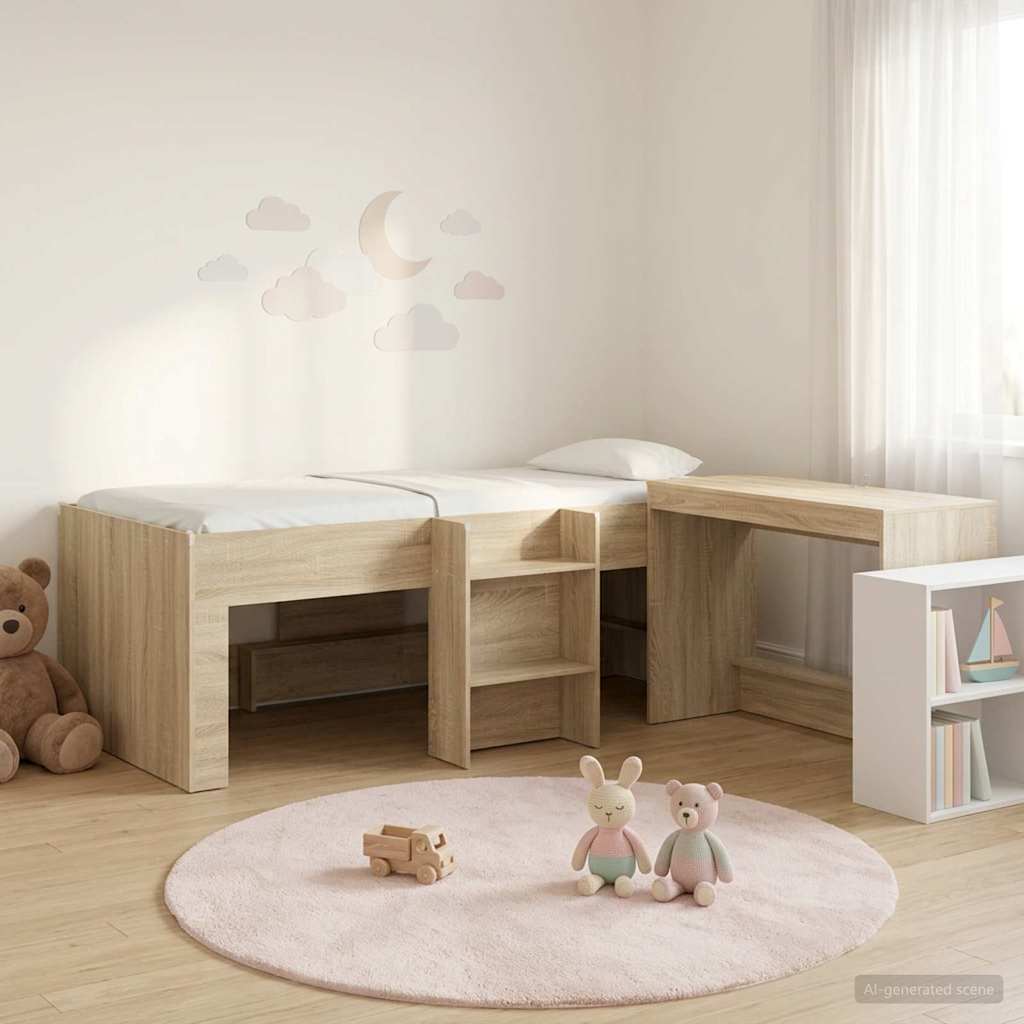 Lit haut pour enfants avec bureau 2 pc Chêne Sonoma - XIOS